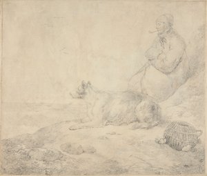 Pescatore e Cane Seduti sulla Costa da George Morland