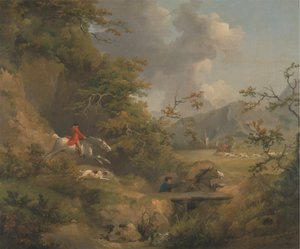 Caccia alla volpe in paese collinare da George Morland