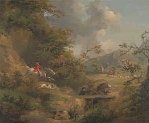 Caccia alla volpe in collina da George Morland