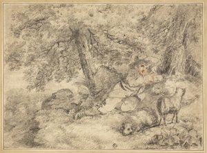 Pastorello con agnelli nel bosco da George Morland