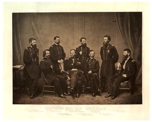 Sherman e i suoi generali [Blair aggiunto da un altro negativo prima della stampa], 1865 da George N. Barnard