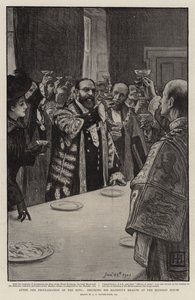 Dopo la proclamazione del re, brindisi alla salute di Sua Maestà alla Mansion House da George Percy Jacomb Hood
