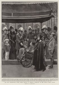 Il re distribuisce le medaglie del Sud Africa alla cavalleria imperiale nella parata delle guardie a cavallo da George Percy Jacomb Hood