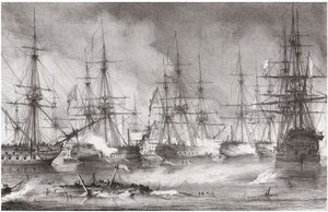 La battaglia navale di Navarino del 20 ottobre 1827, 1828 da George Philip Reinagle