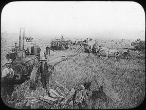 Scena di raccolto nelle praterie nordamericane da George Philip and Son Ltd
