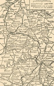 Mappa per illustrare la battaglia della Somme da George Philip and Son Ltd