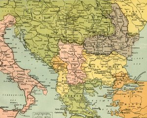Mappa per illustrare i fronti di battaglia orientali da George Philip and Son Ltd