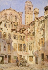 La Chiesa dei Frari, Venezia, dal Campiello San Rocco, 1854 da George Price Boyce