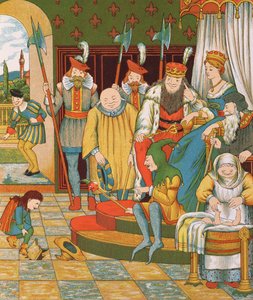 Rumpelstiltskin arriva per reclamare il primo figlio della principessa come sua ricompensa, 1882 da George R. Halkett