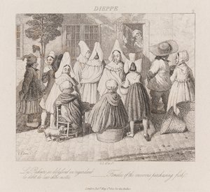Donne che acquistano pesce, Dieppe, c.1821 da George Robert Lewis