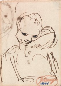 Una ragazza con un coniglio o un cane da compagnia sulla spalla da George Romney