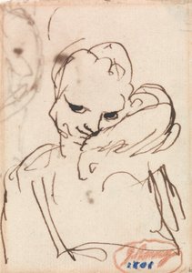 Una ragazza con un coniglio o un cagnolino sulle spalle da George Romney