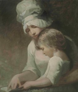 Una madre e un bambino che leggono Mrs Cumberland e suo figlio da George Romney