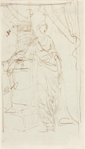 Una signora elegante in abito classico [recto] da George Romney