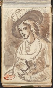 Ritratto a mezzo busto di una signora con un cappello da George Romney
