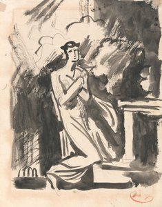 Ifigenia inginocchiata davanti a un altare da George Romney