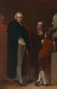 John Flaxman che modella il busto di William Hayley da George Romney