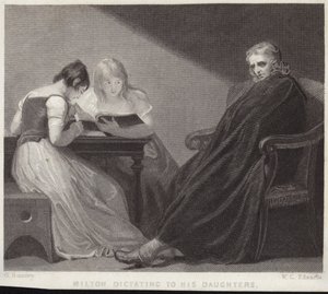 John Milton che detta alle sue figlie da George Romney