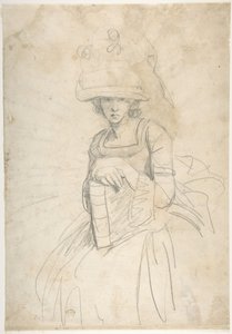 Dama con un libro (recto); Schema per la disposizione dei colori su una tavolozza (verso) da George Romney