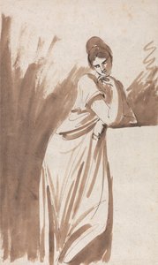 Donna Appoggiata a una Colonna - (Possibilmente uno Schizzo per Miss Woodley) da George Romney