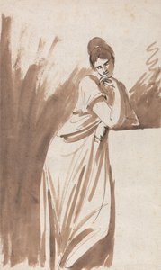 Dama appoggiata a un piedistallo (probabilmente uno schizzo per "Miss Woodley")