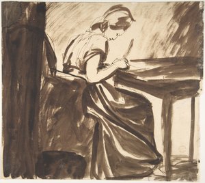 Dama seduta a un tavolo (recto); Figure danzanti (verso) da George Romney