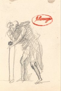 Forse una figura piegata con bastone della "vecchiaia". da George Romney