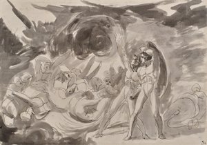 Satana osserva gli angeli caduti da George Romney