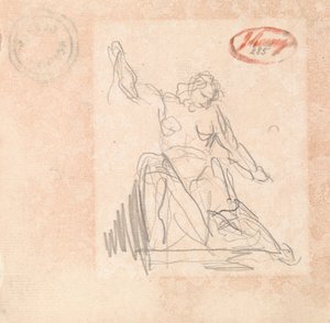 Figura seduta con braccio alzato
