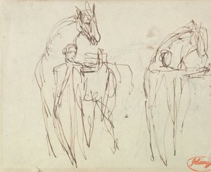 Schizzi per un uomo con un cavallo