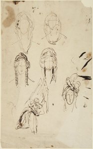 Schizzi di una testa di donna e di una donna seduta con un bambino da George Romney