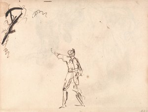 Figura in piedi con braccio alzato