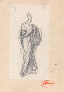 Donna in piedi con drappeggio classico