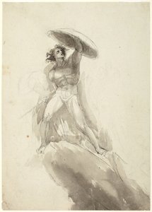 Nudo maschile a grandi passi con scudo: studio per “La caduta degli angeli ribelli” da George Romney