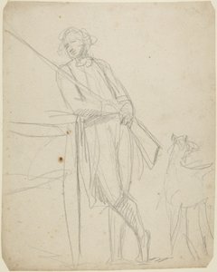 Studio per un ritratto a figura intera di un uomo con una pistola in mano da George Romney