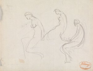Tre studi di una donna seduta da George Romney