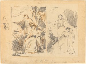 Due Studi per un Ritratto della Famiglia Warren da George Romney