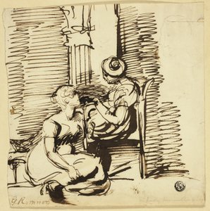 Due donne in interni da George Romney