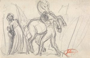 Soggetto non identificato: Donna, bambino, uomo e cavallo da George Romney
