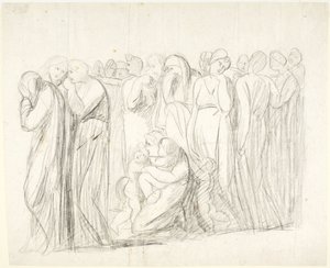 Donne e bambini in lacrime: studio per *L’accusa di Susanna*; Verso: studi di figure da George Romney