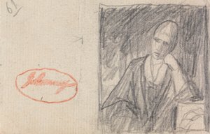 Donna che appoggia la testa su un braccio piegato da George Romney