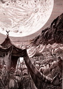 La luna nel deserto di Nubia, SUDAN. Musulmani pregano. 1888 (incisione) da George Roux