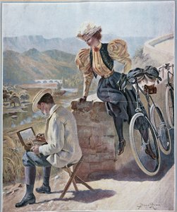 Acquerello e ciclismo - litografia di Georges Roux, ca. 1900 da George Roux