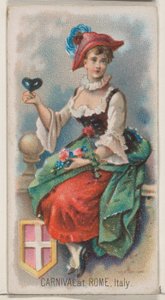 Carnevale a Roma, Italia, dalla serie Holidays N80 per sigarette Duke, 1890 da George S. Harris and Sons