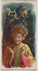 Capodanno cinese, dalla serie Holidays N80 per sigarette Duke, 1890 da George S. Harris and Sons