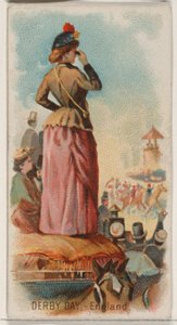 Derby Day, Inghilterra, dalla serie Holidays N80 per sigarette Duke, 1890 da George S. Harris and Sons