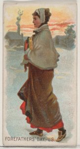 Giorno dei Padri Fondatori, Stati Uniti, dalla serie Holidays N80 per sigarette Duke, 1890 da George S. Harris and Sons