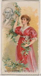 Il compleanno di George Washington, Stati Uniti, dalla serie Holidays N80 per il marchio Duke, 1890 da George S. Harris and Sons