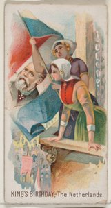Compleanno del re, Paesi Bassi, dalla serie Holidays N80 per sigarette Duke, 1890 da George S. Harris and Sons