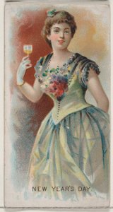 Capodanno, Stati Uniti, dalla serie Holidays N80 per sigarette Duke, 1890 da George S. Harris and Sons